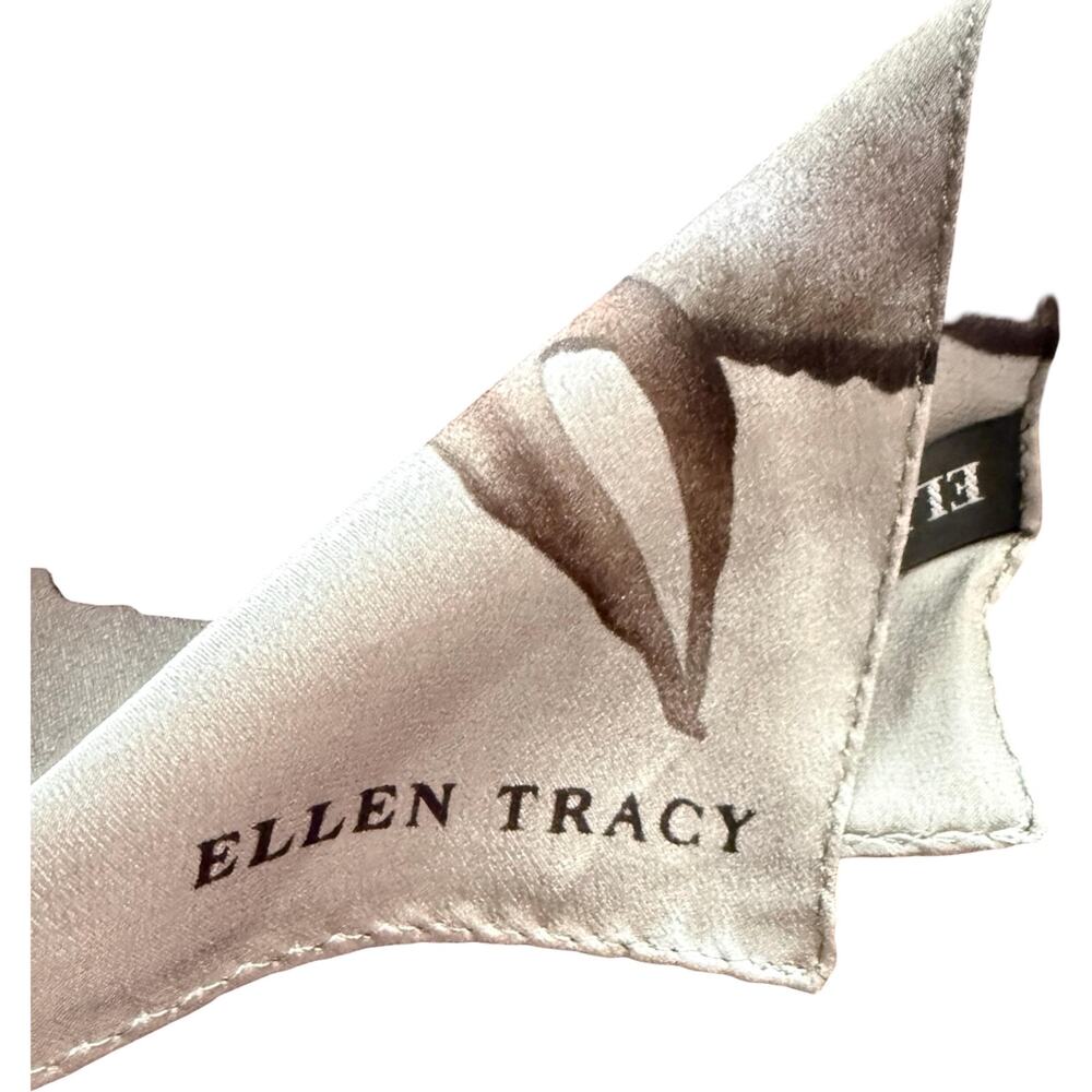 Vintage Ellen Tracy 90s Silk Scarf Gray Black Floral Formal NWOT 11x52 - Picture 9 of 10